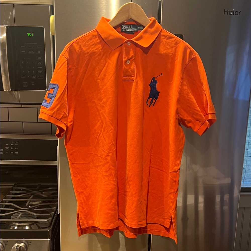 Ralph Lauren Bright Orange Polo with Navy Accents